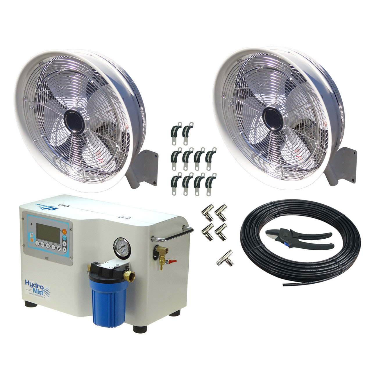 HydroMist USA Two Misting Fan Package - 24 Inch, 1000 PSI ProMist 75 Pump