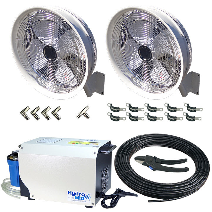 HydroMist USA Two Misting Fan Package - 18 Inch, 1000PSI ProMist 35 Pump