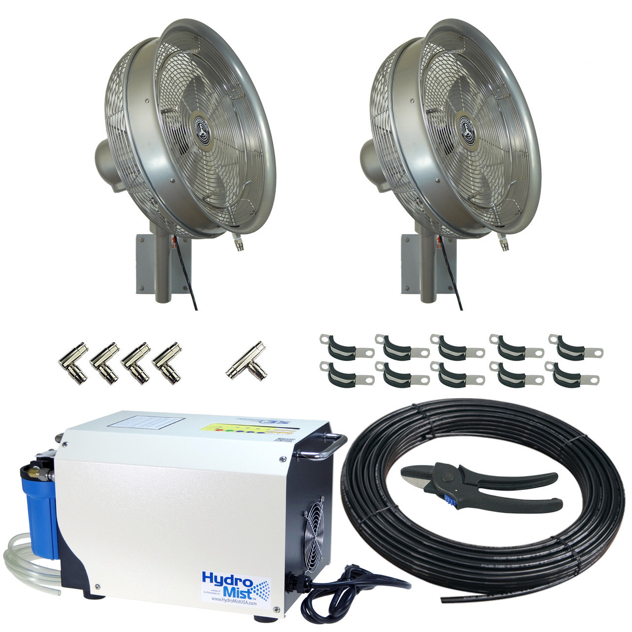 HydroMist USA Two Misting Fan Package - 18 Inch, 1000PSI ProMist 35 Pump
