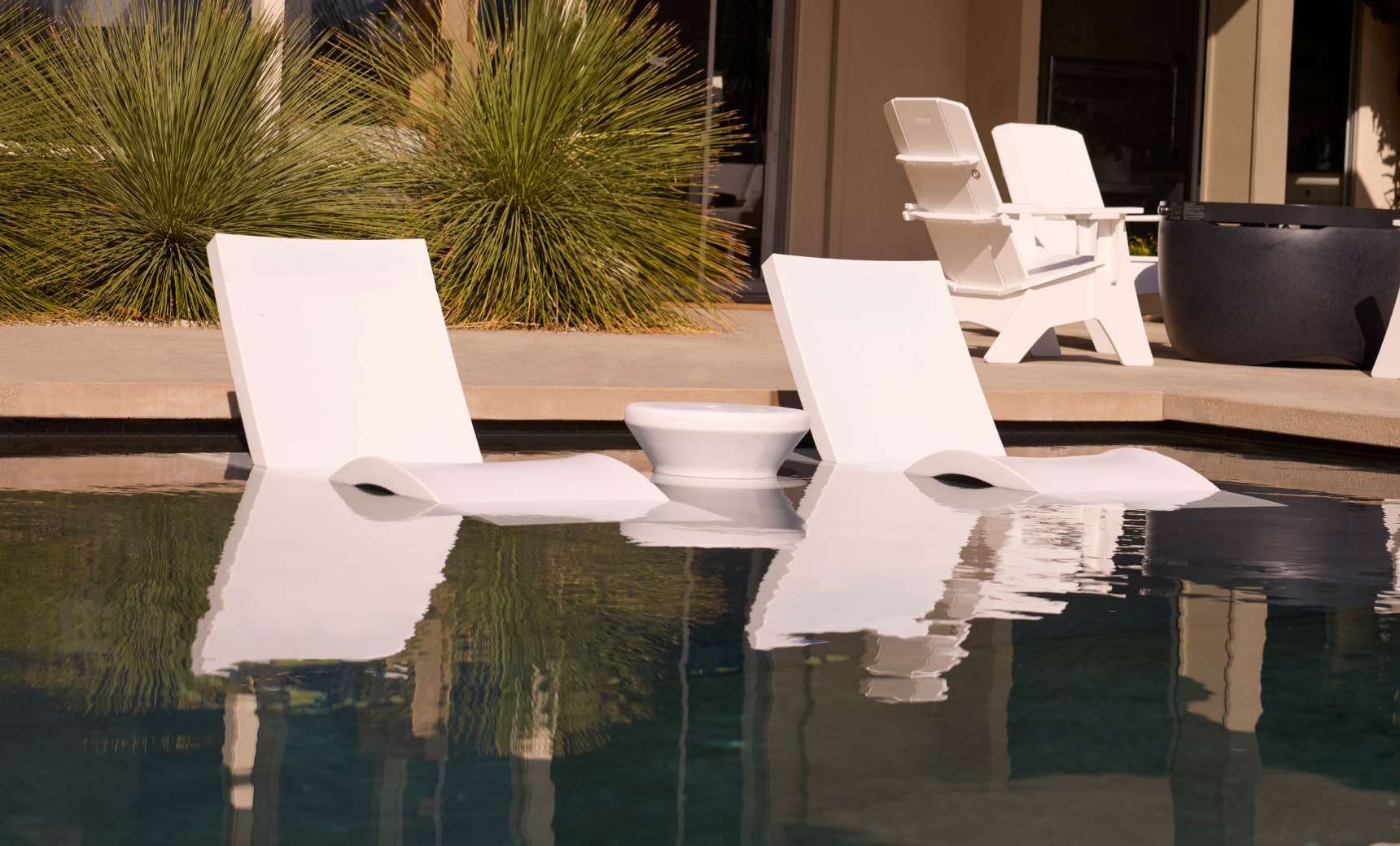 Ledge Lounger Adjustable Chaise and Side Table In-Pool / Patio Set