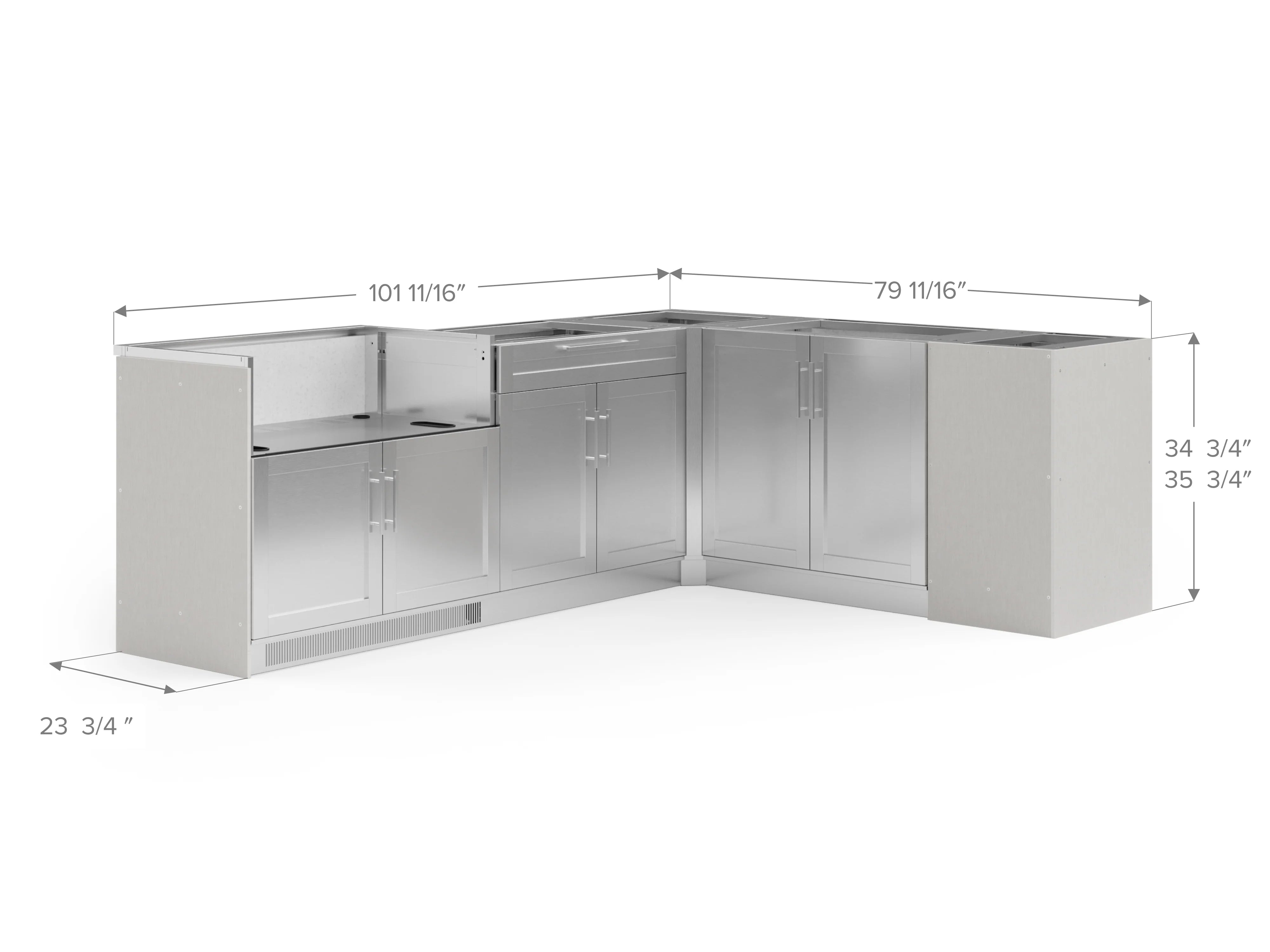 Signature Series 6PC Custom Outdoor Kitchen · 304 Stainless Steel · Shaker Door