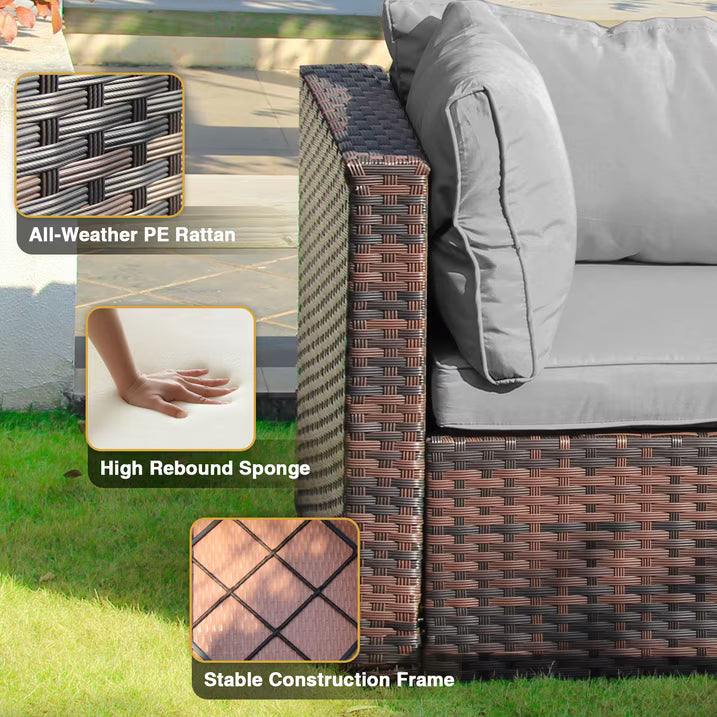All-Weather 7-Piece Patio Set with Fire Pit Table