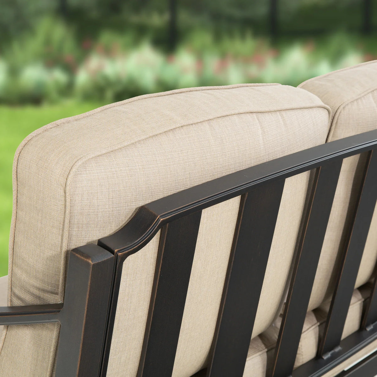 Peak Home Furnishings Tamarin 6-Piece Patio Swivel Conversation Sofa Set with 2 Ottomans