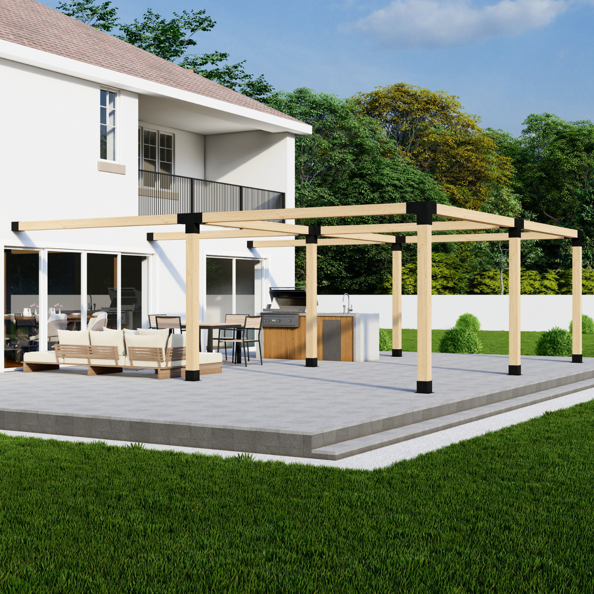 Zen Pergolas DIY Pergola Bracket Kit for an Attached Pergola Frame - Any Size Up to 24' x 24'