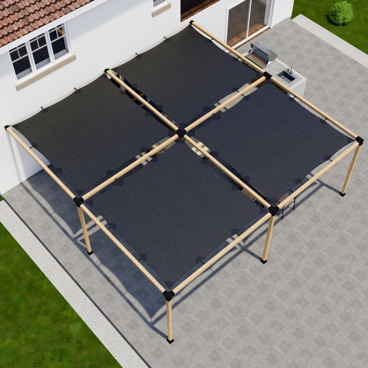Zen Pergolas DIY Pergola Kit for an Attached Pergola With Canopies - Any Size Up to 24' x 24'