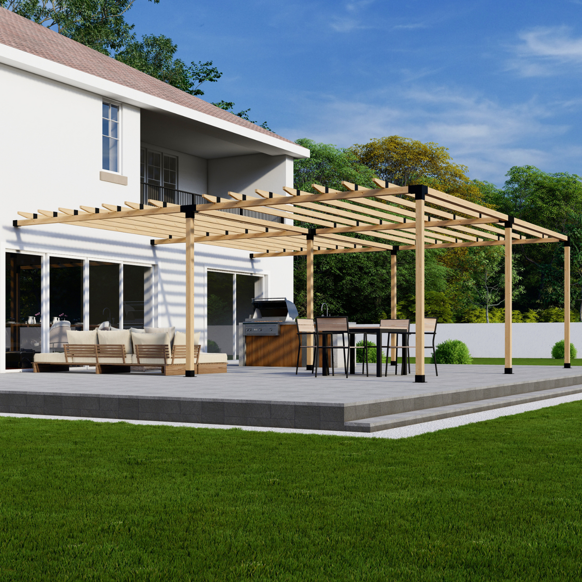 Zen Pergolas DIY Pergola Bracket Kit for an Attached Pergola With Roof Rafters - Any Size Up to 24' x 24'