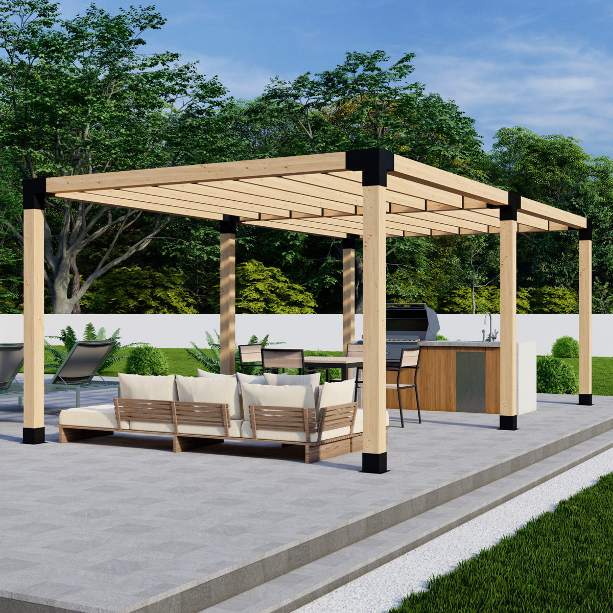 Zen Pergolas DIY Pergola Bracket Kit for a Freestanding Pergola With Slatted Roof - Any Size Up to 24' x 12'