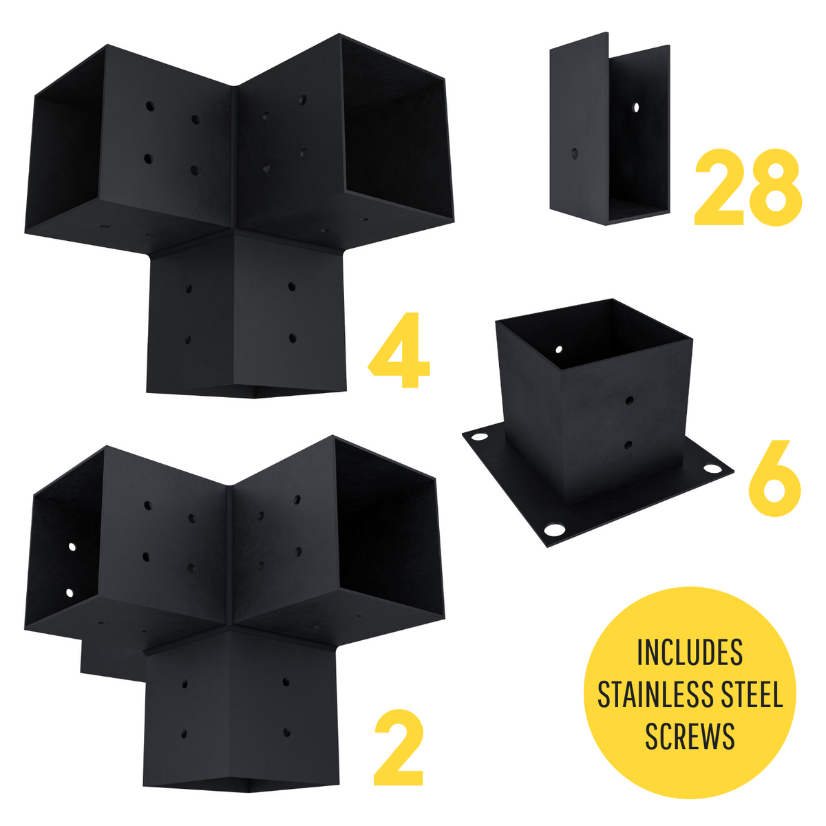 Zen Pergolas DIY Pergola Bracket Kit for a Freestanding Pergola With Slatted Roof - Any Size Up to 24' x 12'