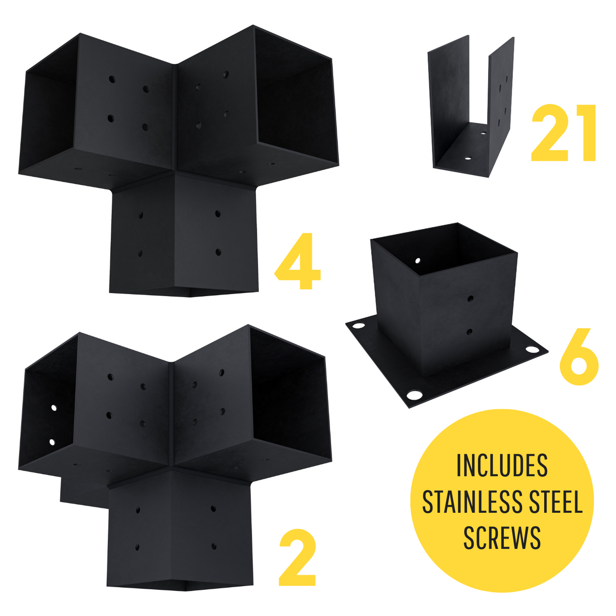 Zen Pergolas DIY Pergola Bracket Kit for a Freestanding Pergola With Roof Rafters - Any Size Up to 24' x 12'