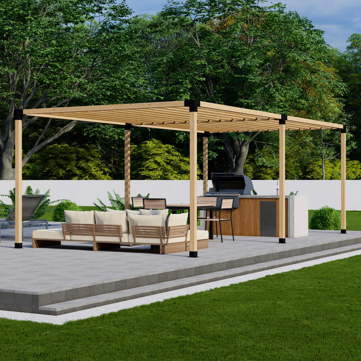 Zen Pergolas DIY Pergola Bracket Kit for a Freestanding Pergola With Slatted Roof - Any Size Up to 24' x 12'