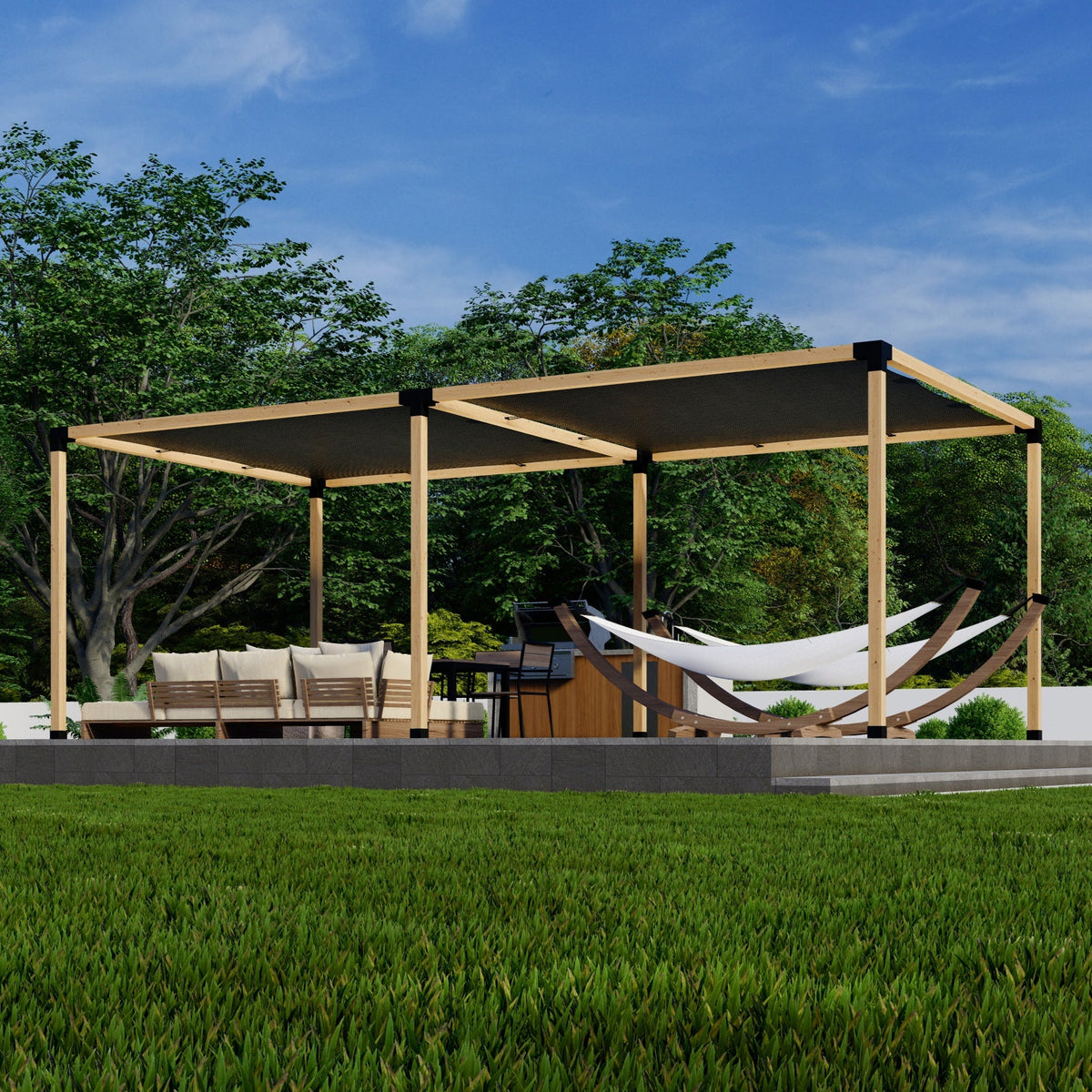 Zen Pergolas DIY Pergola Kit for a Freestanding Pergola With Canopies - Any Size Up to 24' x 12'
