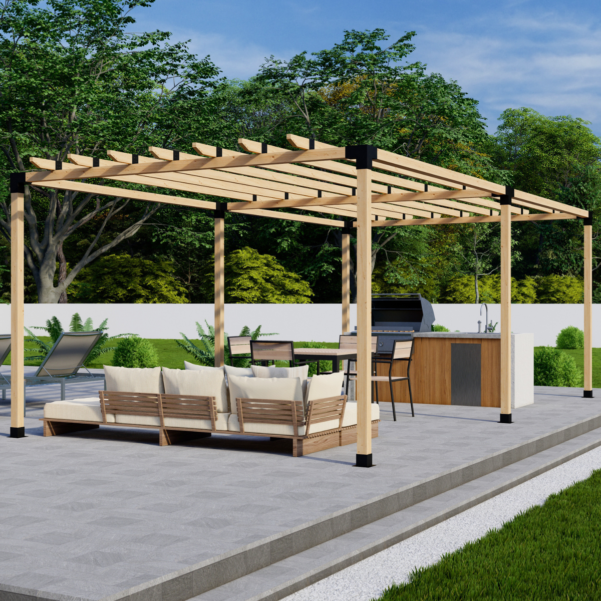Zen Pergolas DIY Pergola Bracket Kit for a Freestanding Pergola With Roof Rafters - Any Size Up to 24' x 12'