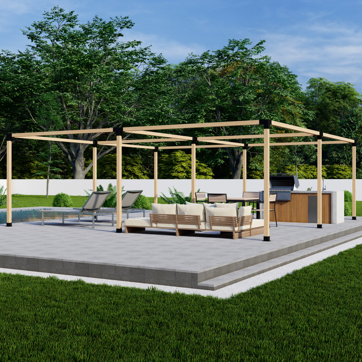 Zen Pergolas DIY Pergola Bracket Kit for a Freestanding Pergola Frame - Any Size Up to 24' x 24'