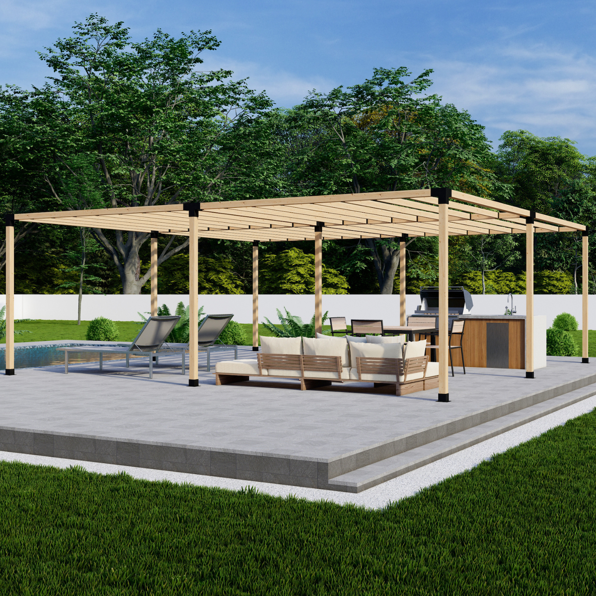 Zen Pergolas DIY Pergola Bracket Kit for a Freestanding Pergola With Slatted Roof - Any Size Up to 24' x 24'