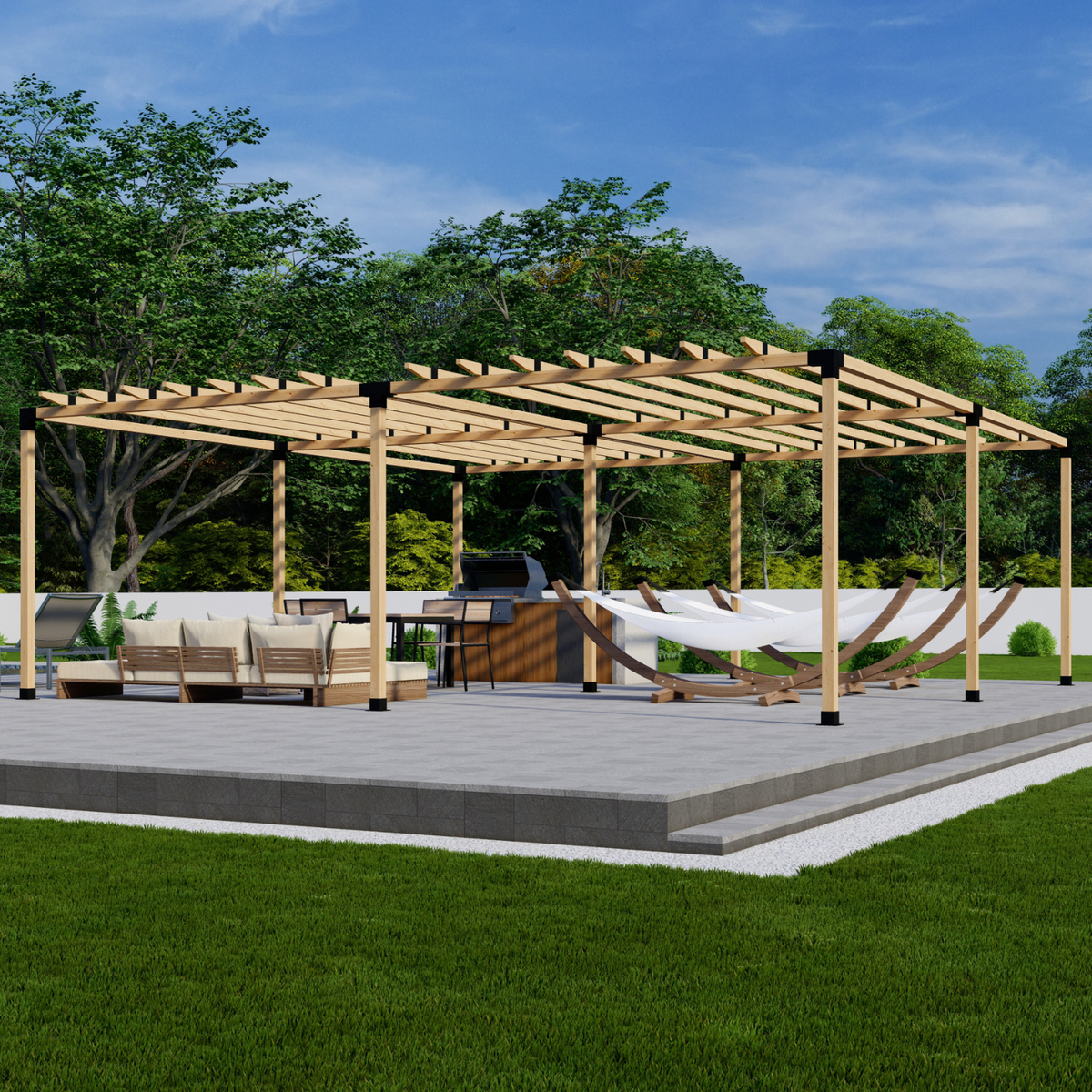 Zen Pergolas DIY Pergola Bracket Kit for a Freestanding Pergola With Roof Rafters - Any Size Up to 24' x 24'