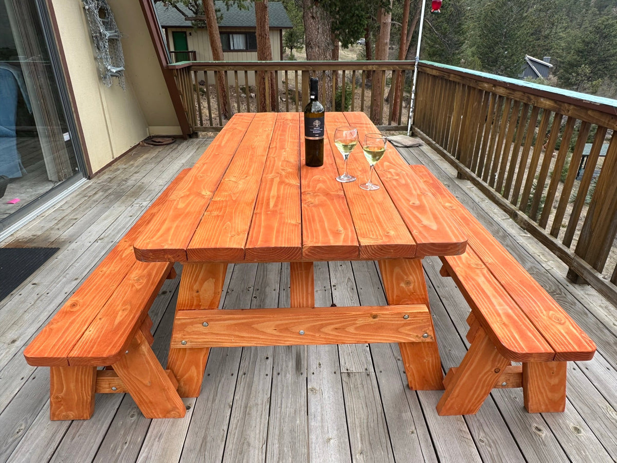 Best Redwood Super Deck Redwood Picnic Table