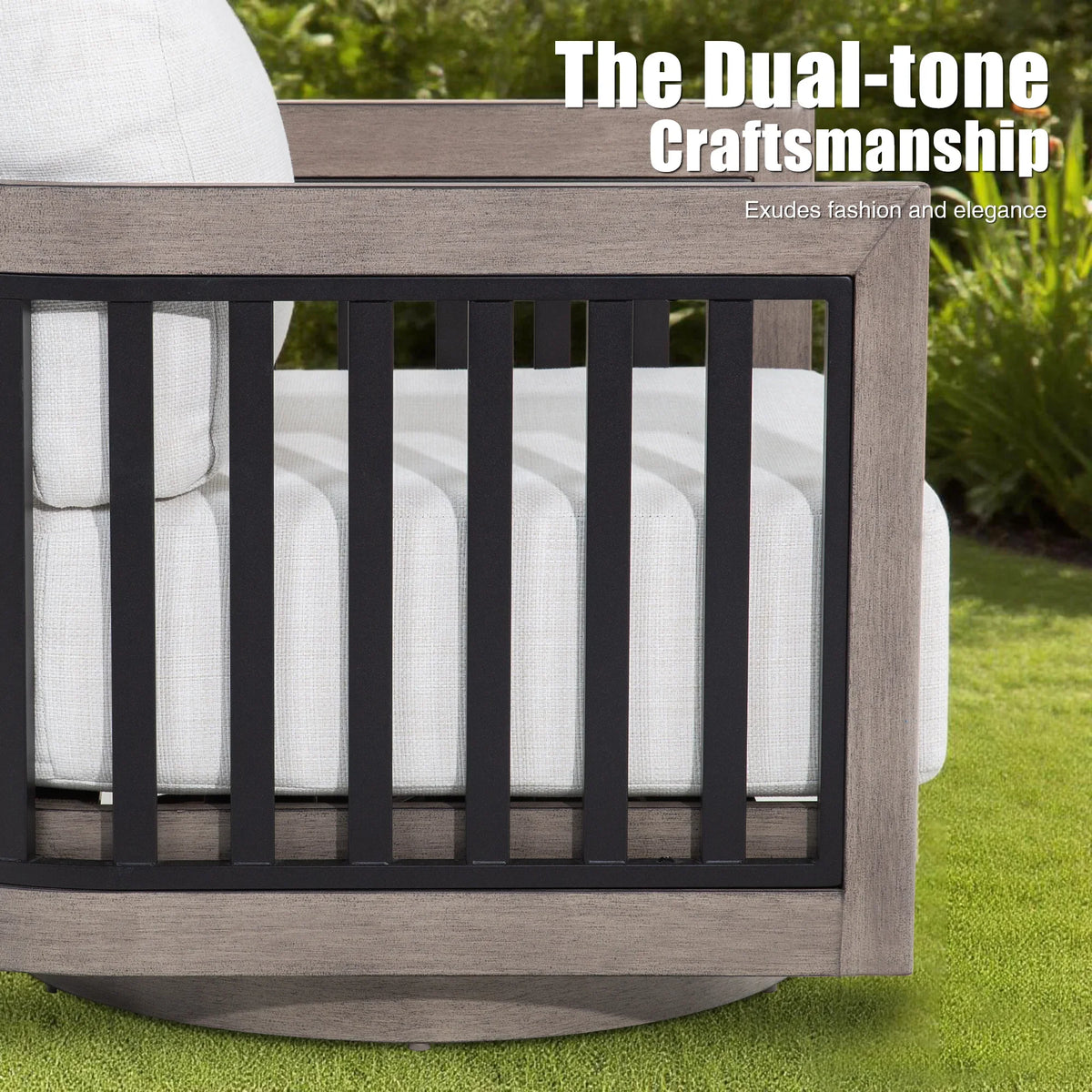 Peak Home Furnishings Sereno 6-Piece Swivel Aluminum Patio Conversation Set with Ottoman
