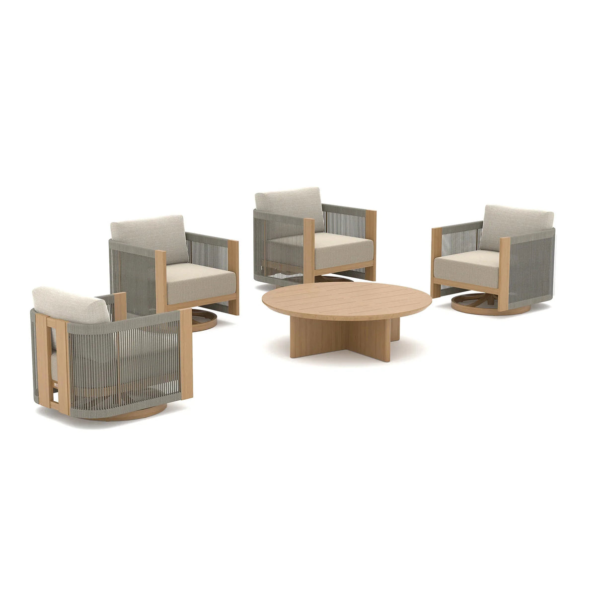 Peak Home Furnishings Positano 5-Piece Swivel Patio Conversation Set with Sunbrella® Cushions