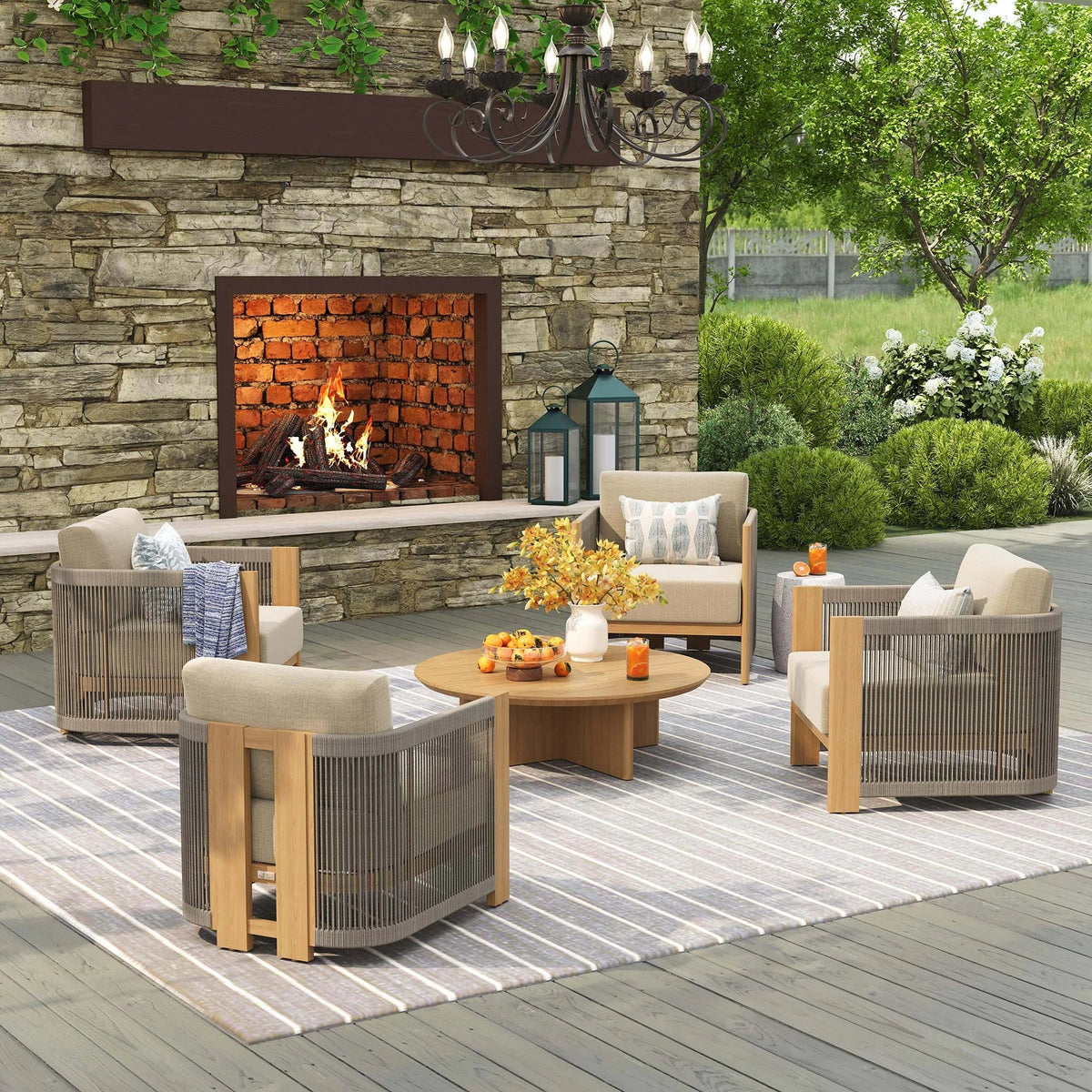 Peak Home Furnishings Positano 5-Piece Aluminum Outdoor Seating Set with Sunbrella® Cushions