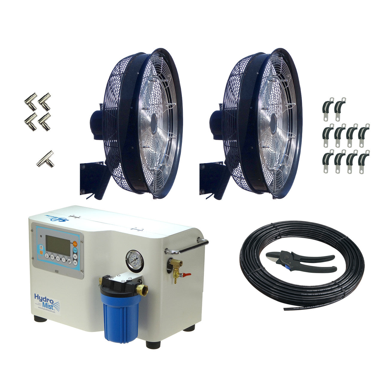 HydroMist USA Two Misting Fan Package - 24 Inch, 1000 PSI ProMist 75 Pump