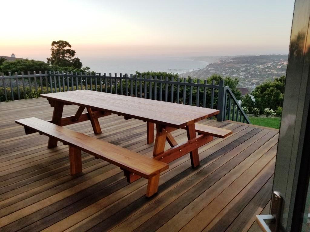 Best Redwood Super Deck Redwood Picnic Table