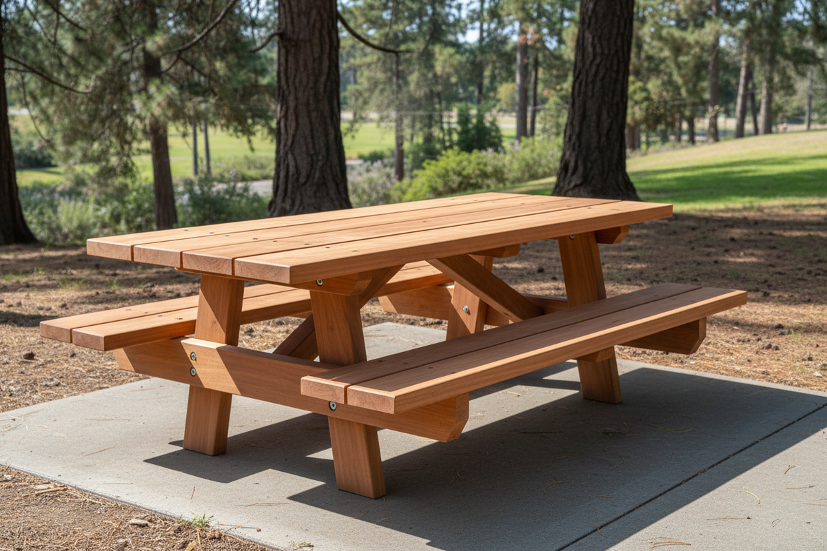 Best Redwood Super Deck Redwood Picnic Table