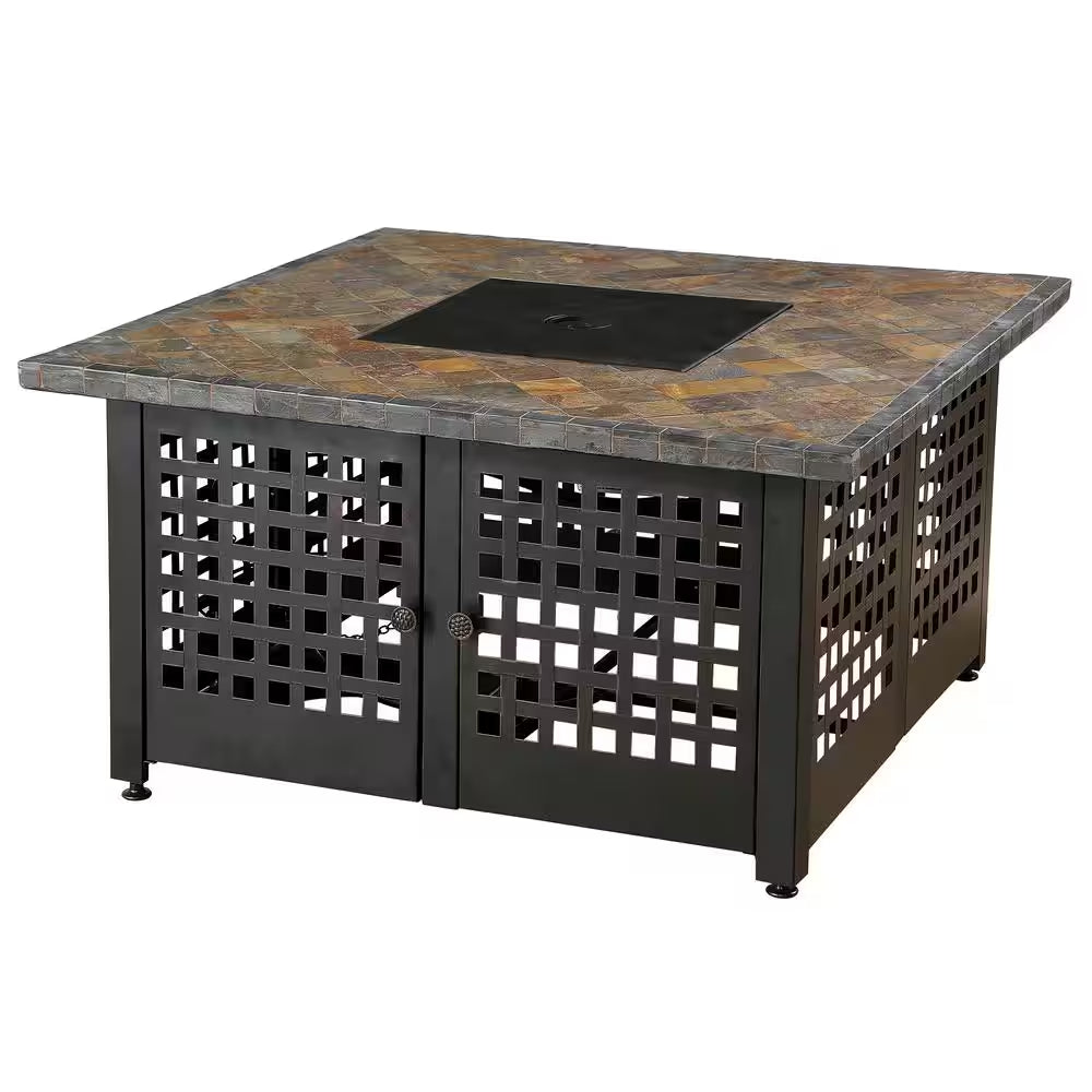 The Elizabeth 42 In. W X 22.5 In. H Square Tile/Marble Mantel LP Gas Outdoor Fire Pit
