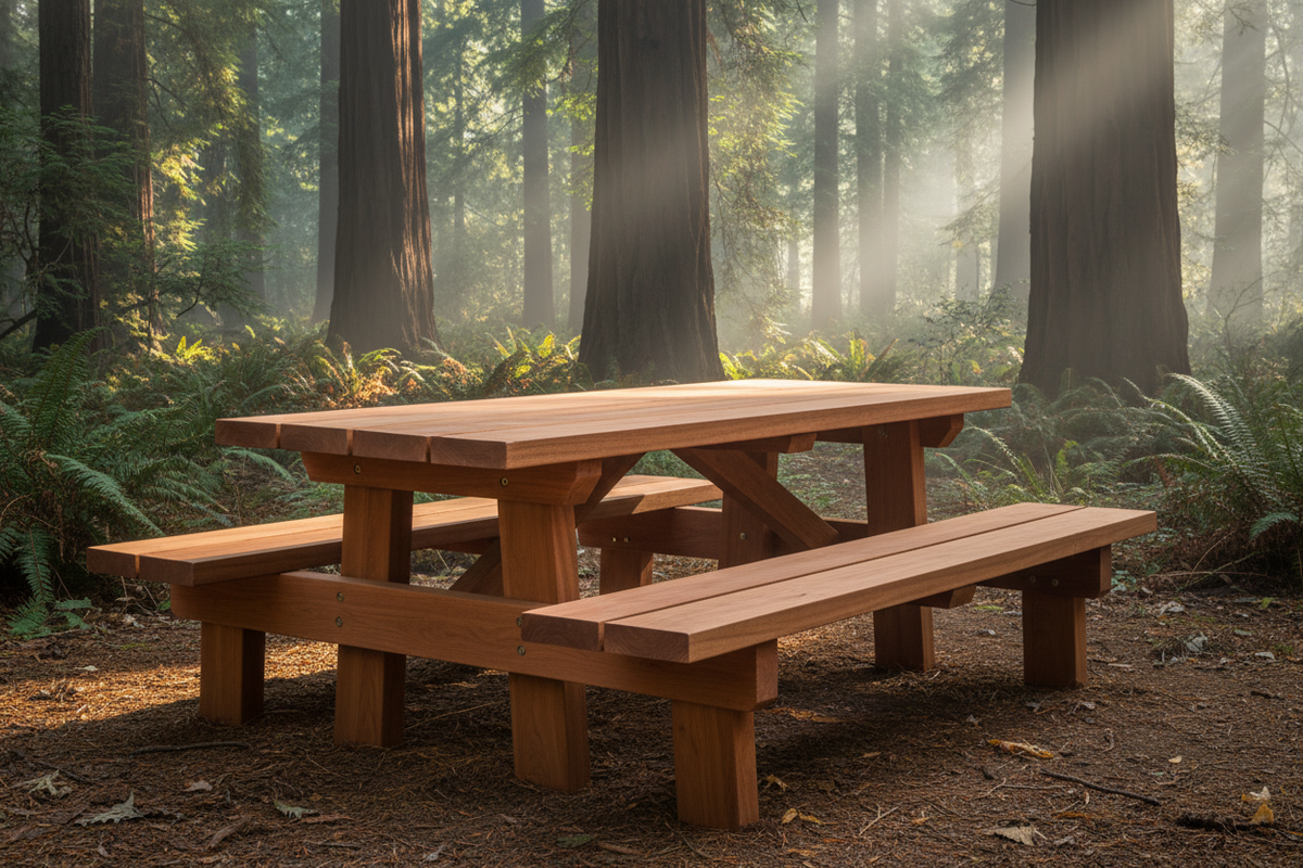 Best Redwood Super Deck Redwood Picnic Table