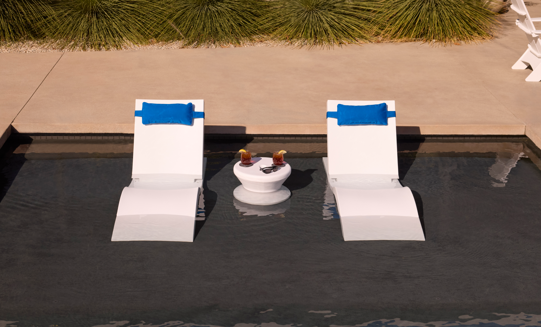Ledge Lounger Adjustable Chaise with Pillows and Side Table In-Pool / Patio Set