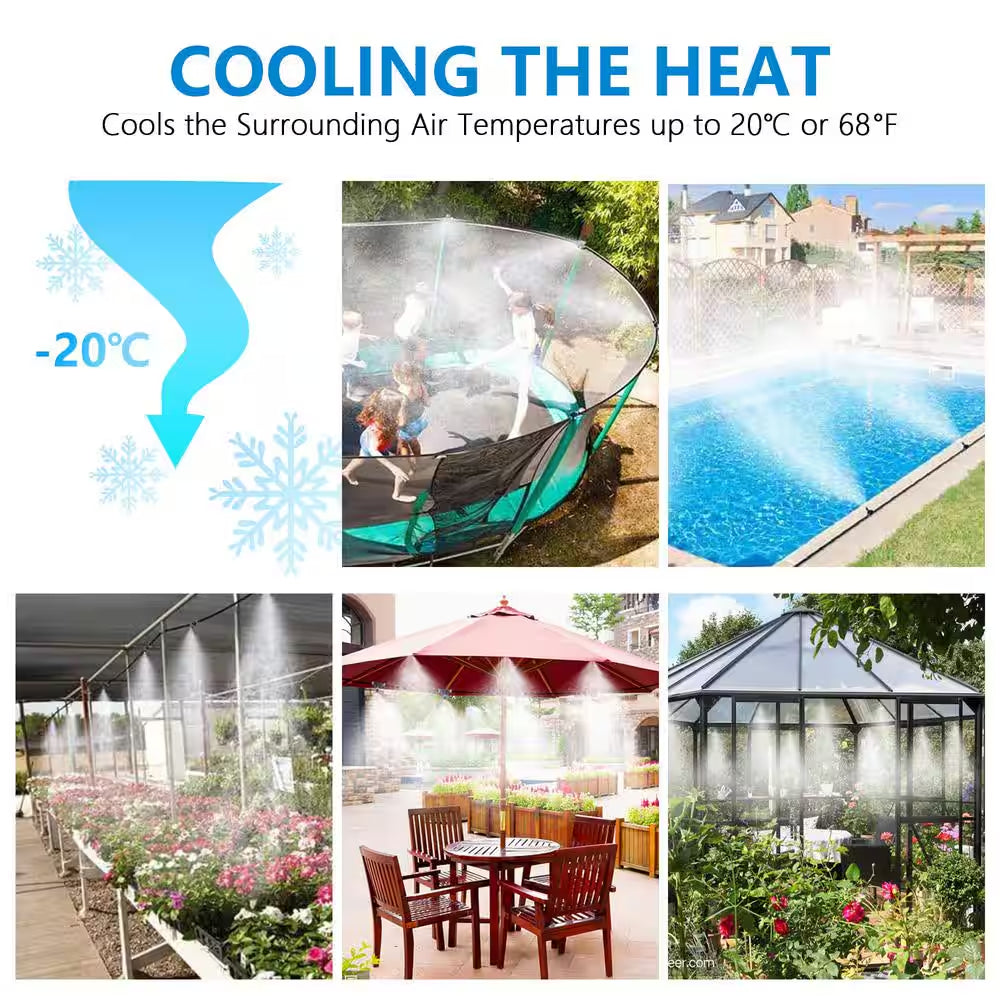 Durable 80 Ft. Misting Cooling System with Timer for Outdoor Patio