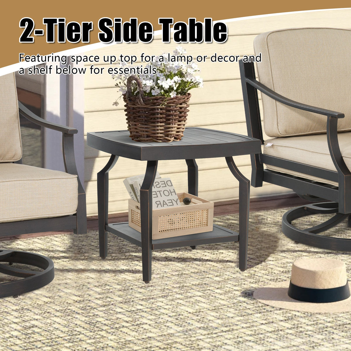 Peak Home Furnishings Tamarin 5-Piece Aluminum Patio Conversation Set With Sunbrella® Cushions