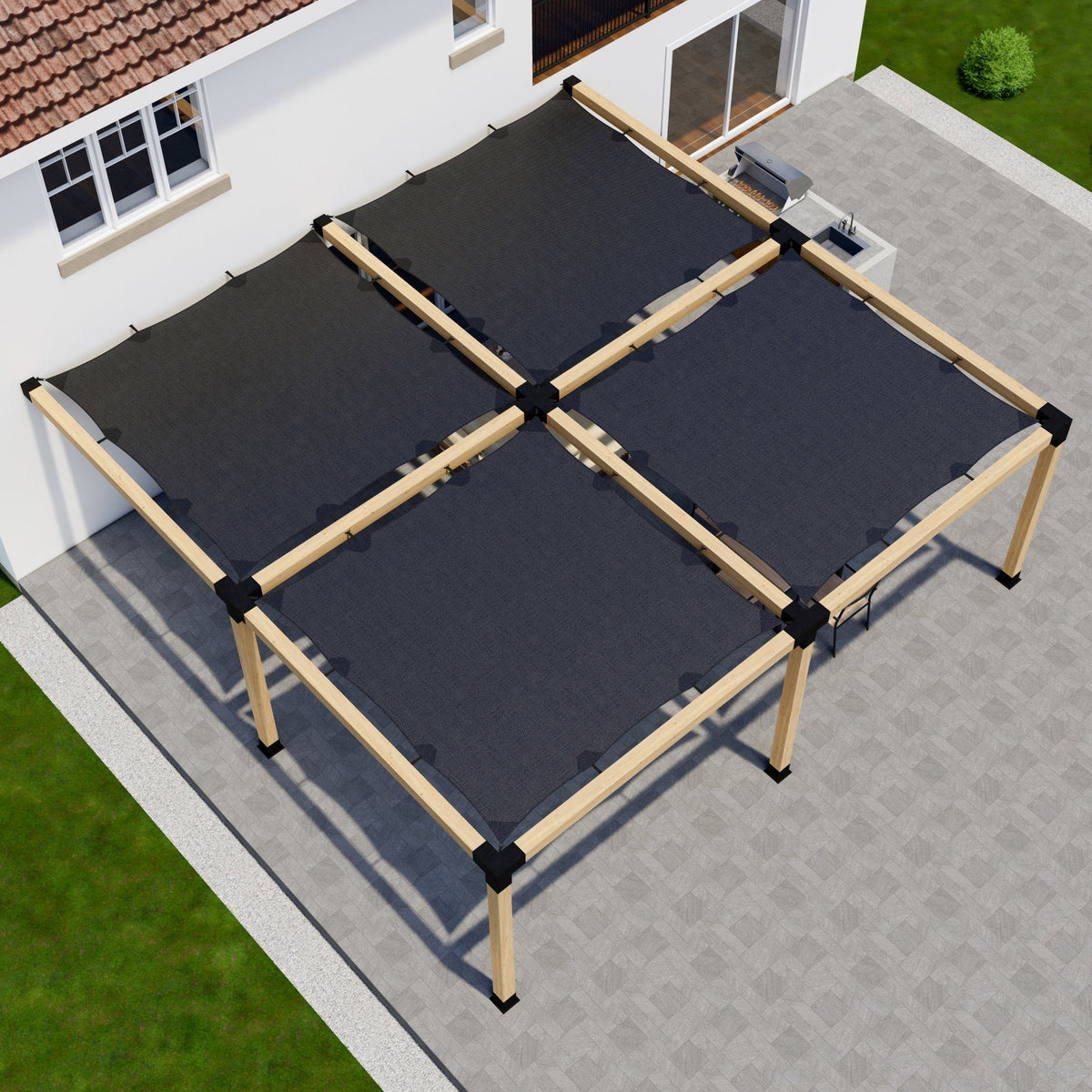 Zen Pergolas DIY Pergola Kit for an Attached Pergola With Canopies - Any Size Up to 24' x 24'