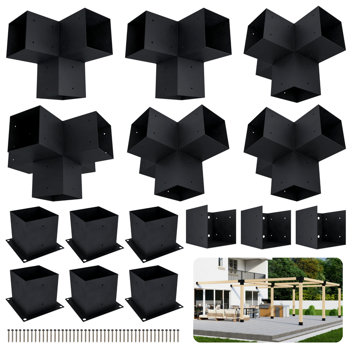 Zen Pergolas DIY Pergola Bracket Kit for an Attached Pergola Frame - Any Size Up to 24' x 24'