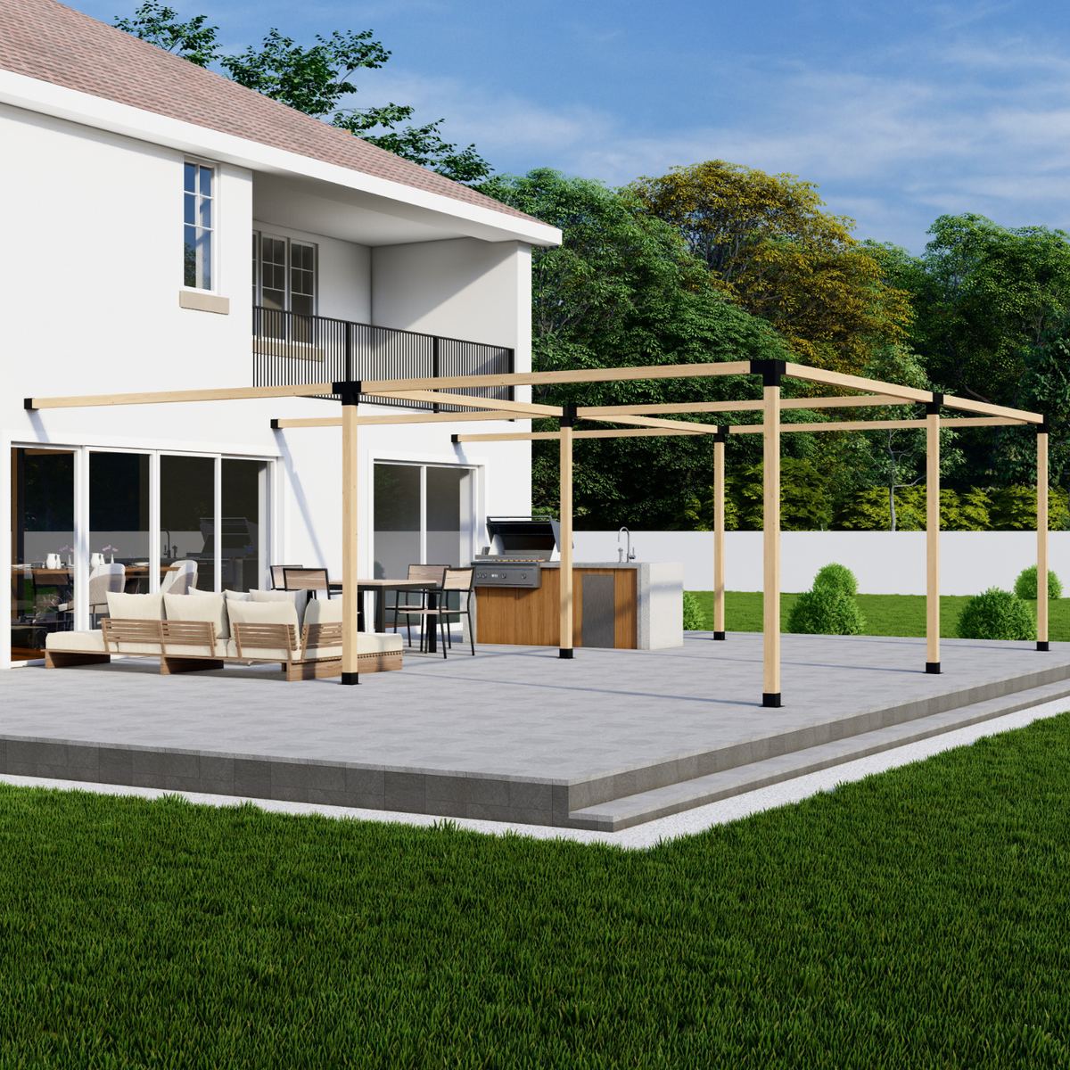 Zen Pergolas DIY Pergola Bracket Kit for an Attached Pergola Frame - Any Size Up to 24' x 24'