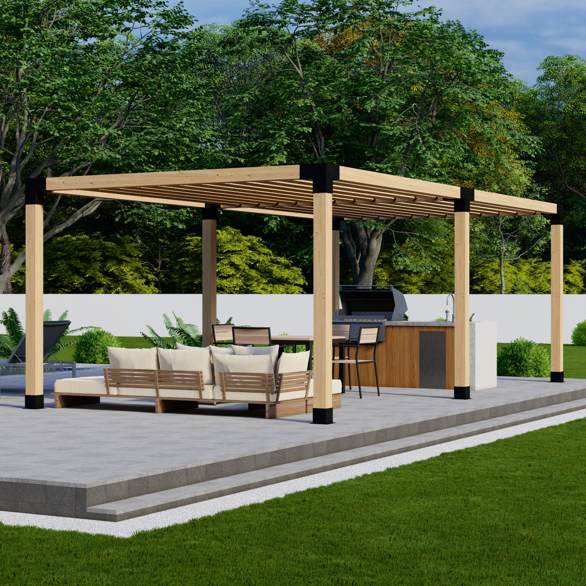 Zen Pergolas DIY Pergola Bracket Kit for a Freestanding Pergola With Slatted Roof - Any Size Up to 24' x 12'