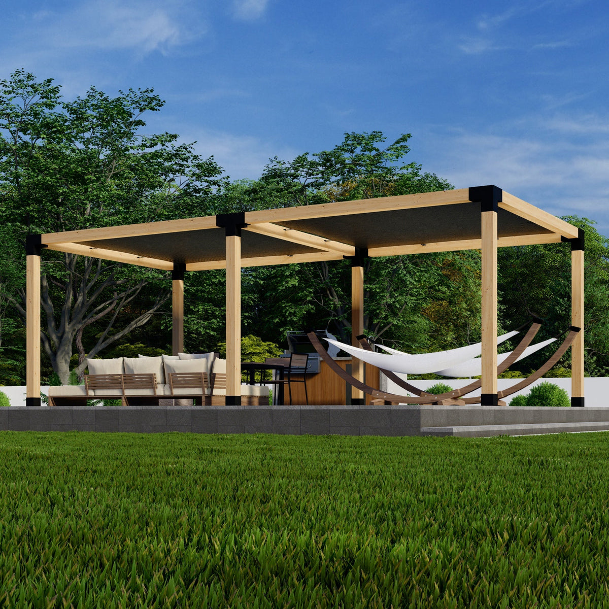 Zen Pergolas DIY Pergola Kit for a Freestanding Pergola With Canopies - Any Size Up to 24' x 12'