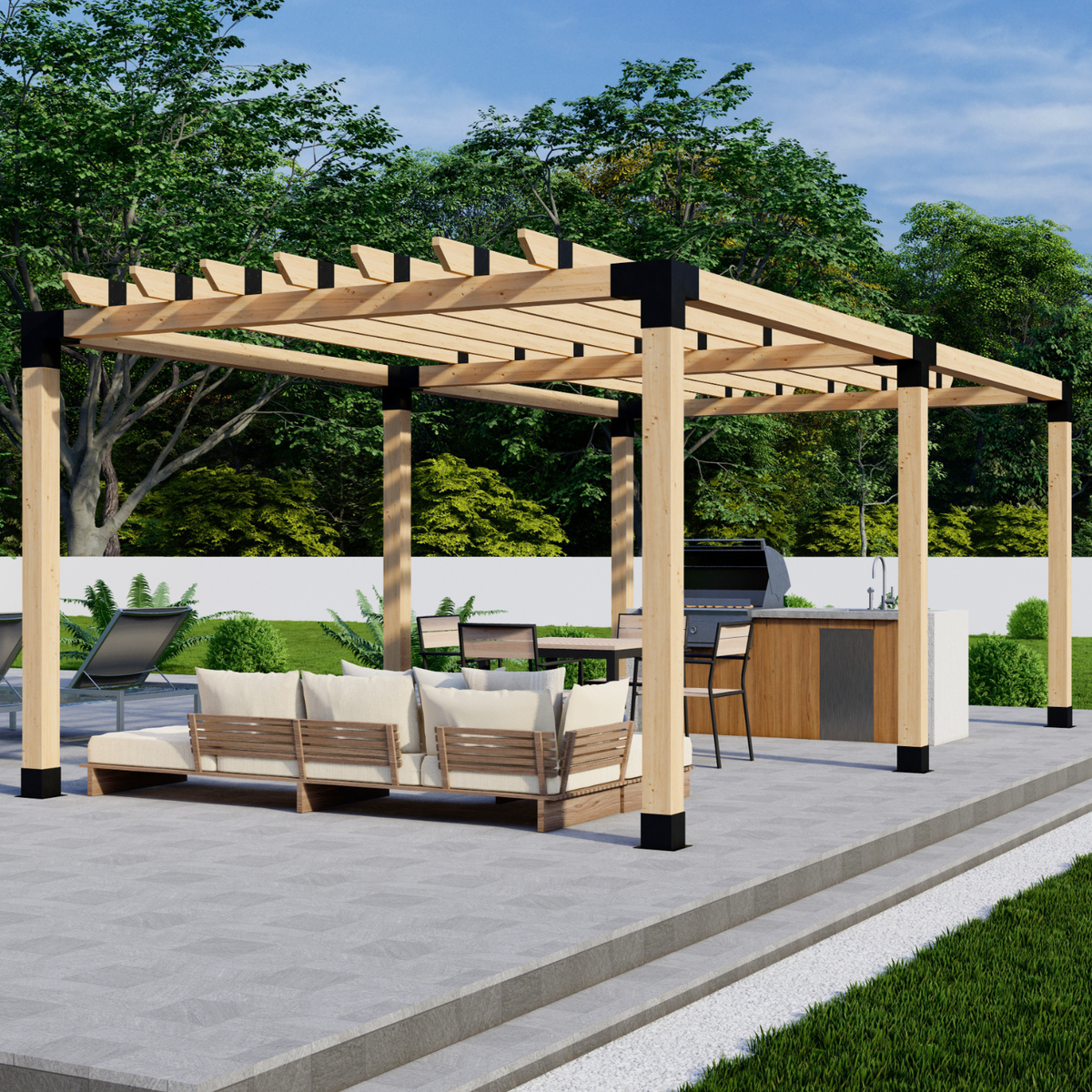 Zen Pergolas DIY Pergola Bracket Kit for a Freestanding Pergola With Roof Rafters - Any Size Up to 24' x 12'