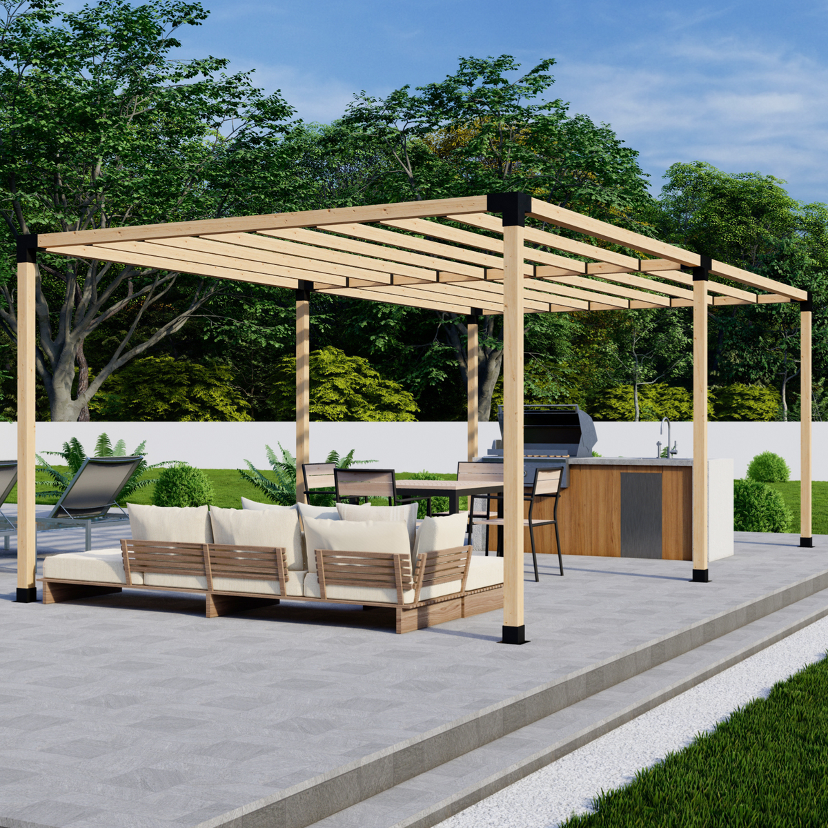 Zen Pergolas DIY Pergola Bracket Kit for a Freestanding Pergola With Slatted Roof - Any Size Up to 24' x 12'