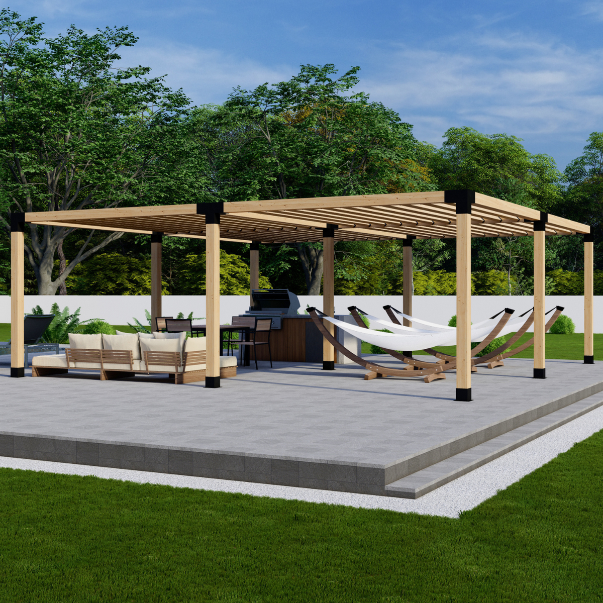Zen Pergolas DIY Pergola Bracket Kit for a Freestanding Pergola With Slatted Roof - Any Size Up to 24' x 24'