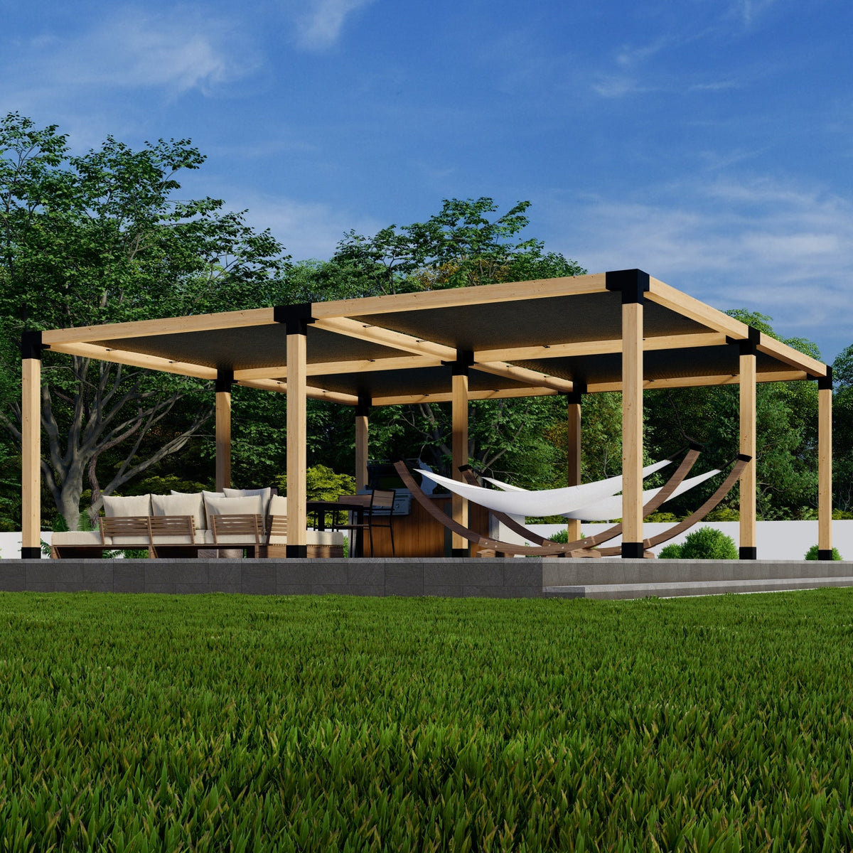 Zen Pergolas DIY Pergola Kit for a Freestanding Pergola With Canopies - Any Size Up to 24' x 24'