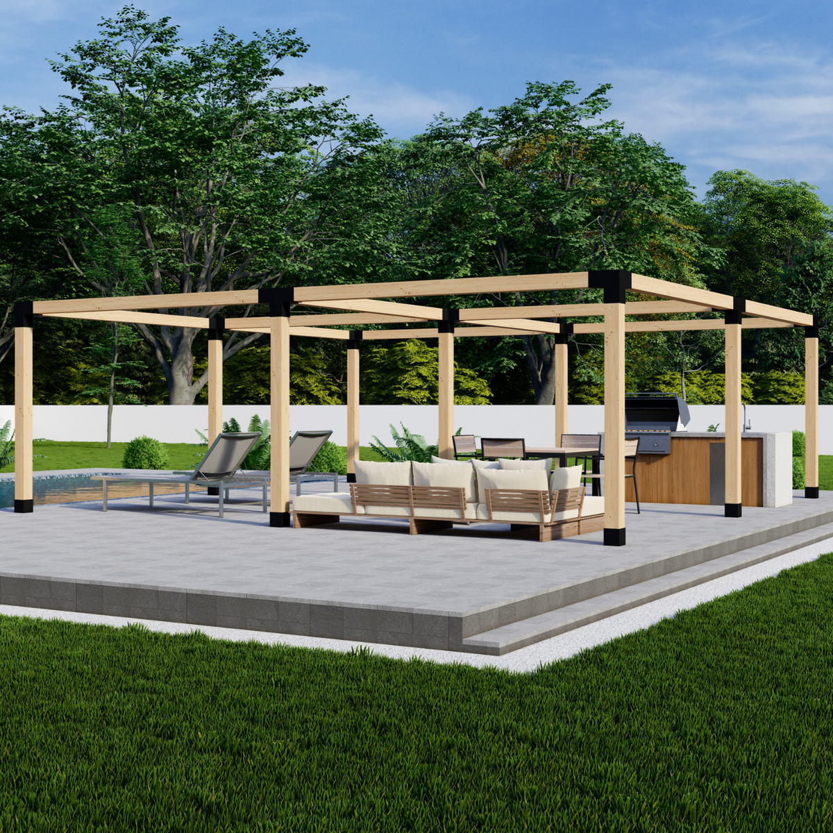 Zen Pergolas DIY Pergola Bracket Kit for a Freestanding Pergola Frame - Any Size Up to 24' x 24'