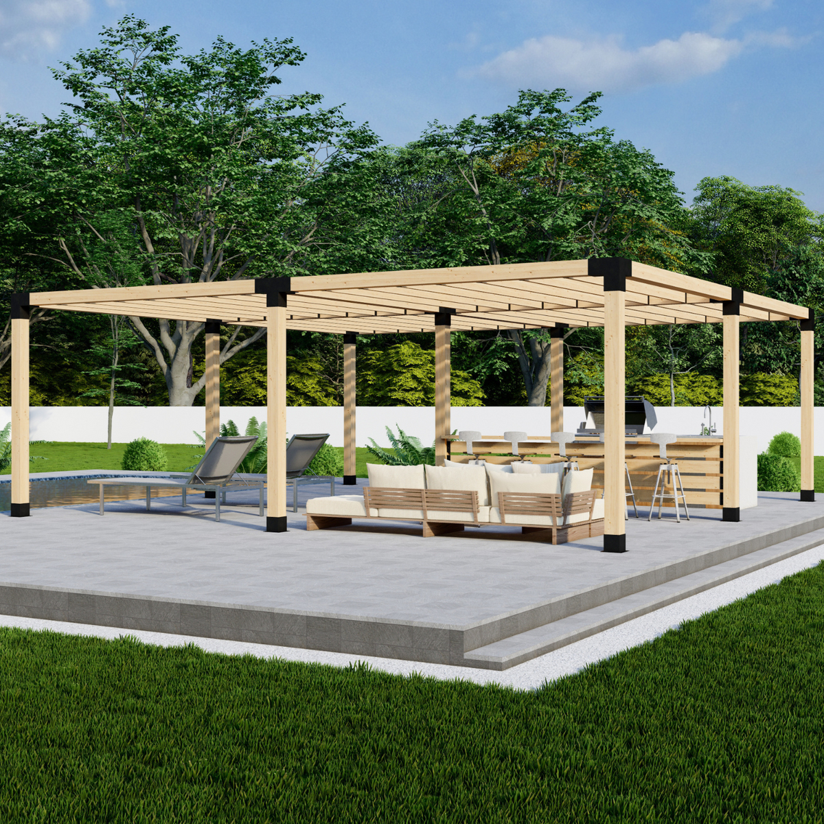 Zen Pergolas DIY Pergola Bracket Kit for a Freestanding Pergola With Slatted Roof - Any Size Up to 24' x 24'