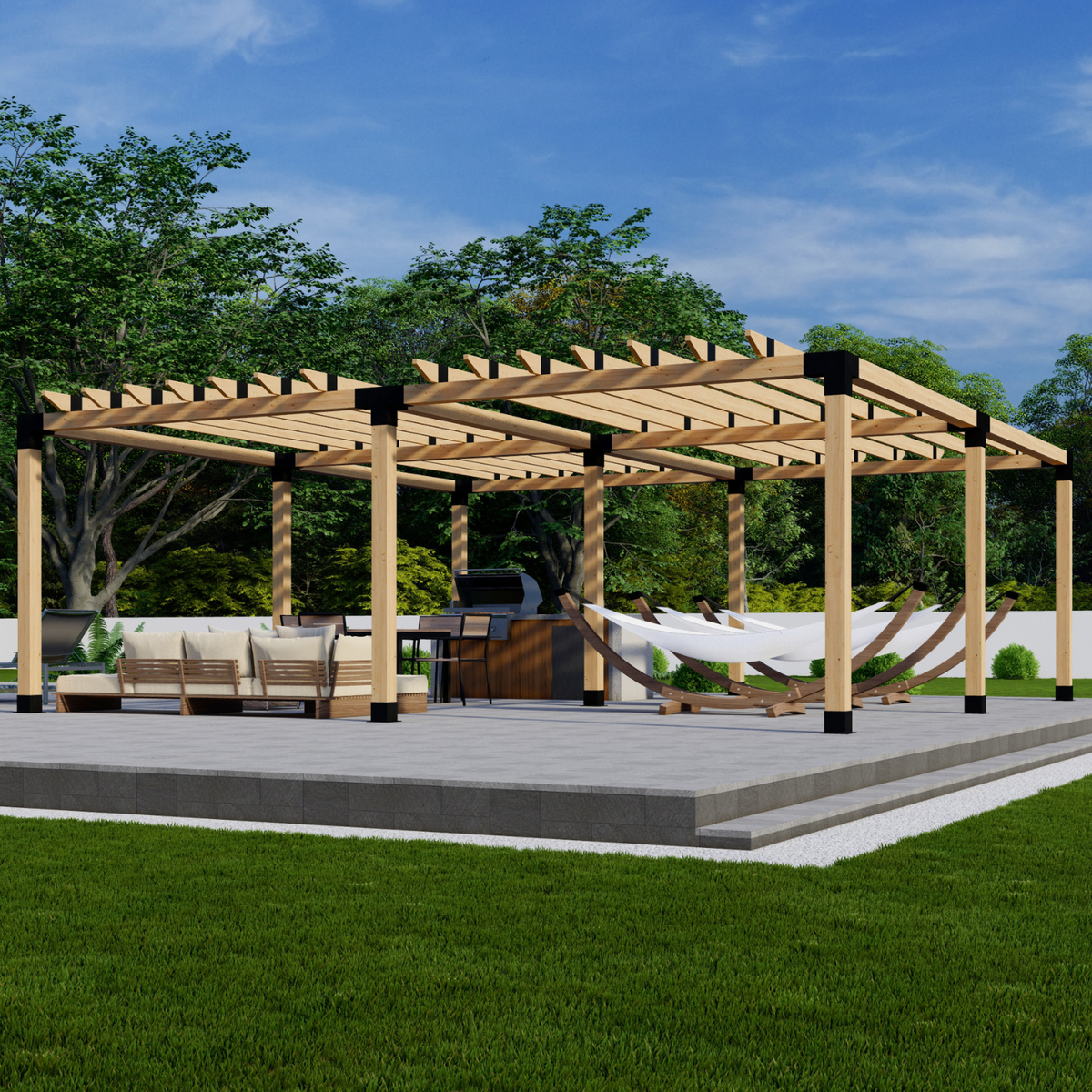 Zen Pergolas DIY Pergola Bracket Kit for a Freestanding Pergola With Roof Rafters - Any Size Up to 24' x 24'