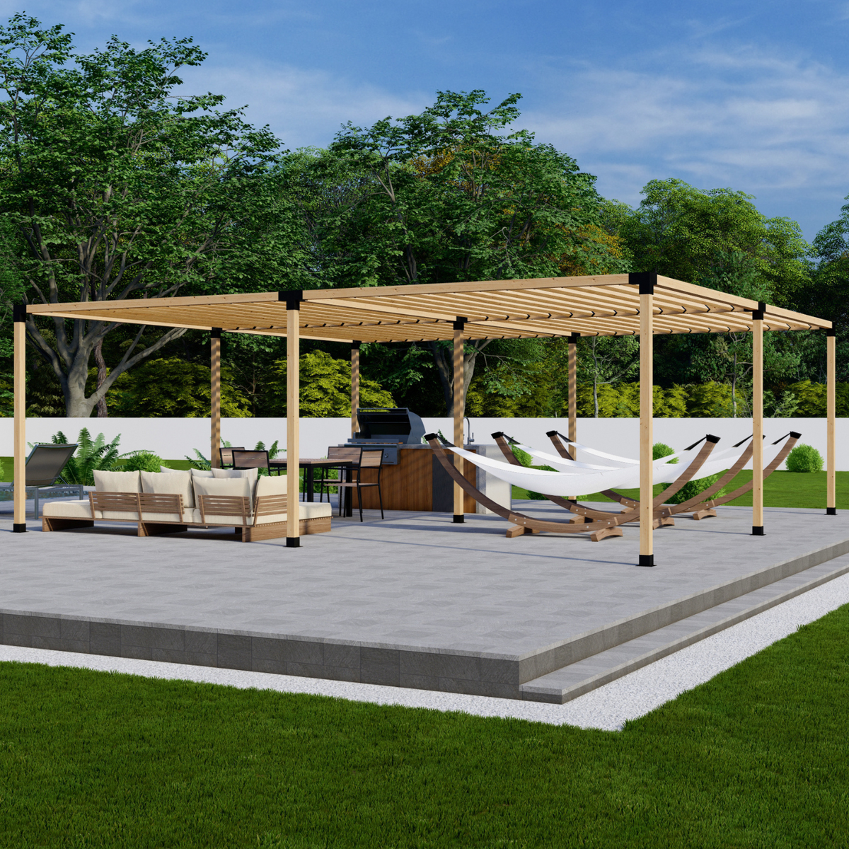Zen Pergolas DIY Pergola Bracket Kit for a Freestanding Pergola With Slatted Roof - Any Size Up to 24' x 24'