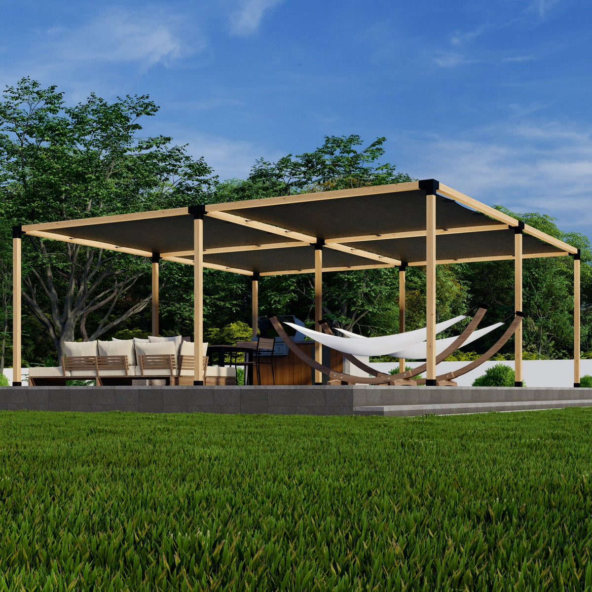 Zen Pergolas DIY Pergola Kit for a Freestanding Pergola With Canopies - Any Size Up to 24' x 24'