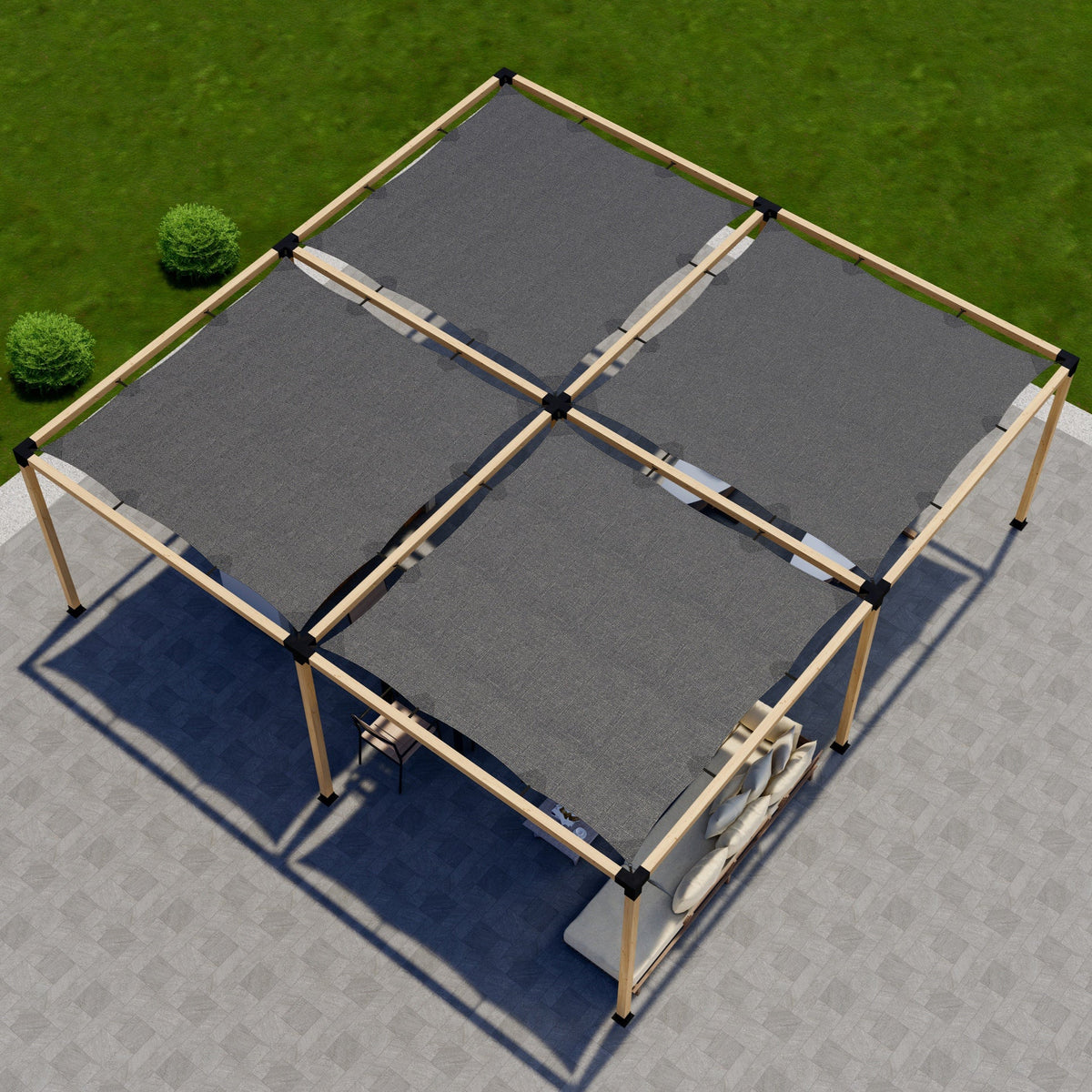 Zen Pergolas DIY Pergola Kit for a Freestanding Pergola With Canopies - Any Size Up to 24' x 24'