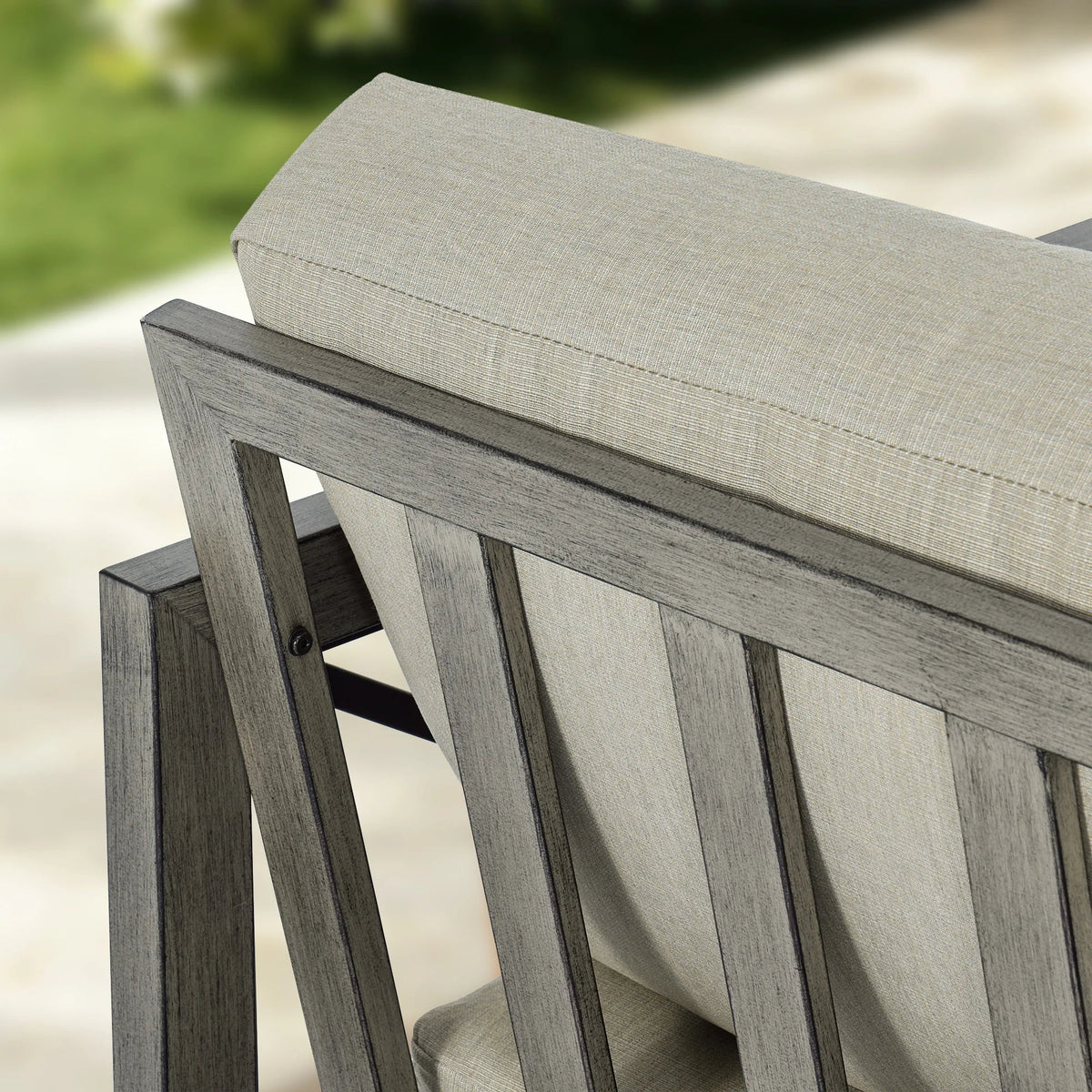 Peak Home Furnishings Marindo 7-Piece Aluminum Patio Conversational Swivel Eco-Lounge with Fire Table