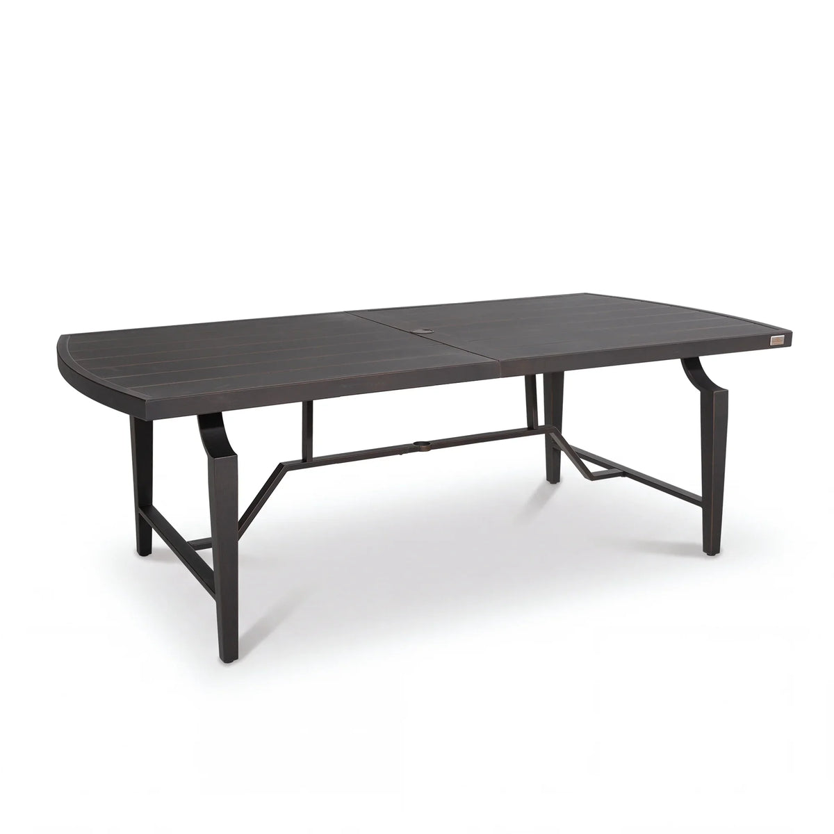 Peak Home Furnishings Tamarin Aluminum Patio Rectangular Dining Table and 6 Dining Swivel Chairs