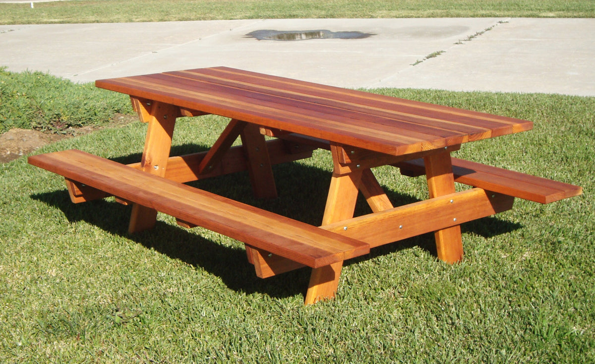 Best Redwood Super Deck Redwood Picnic Table