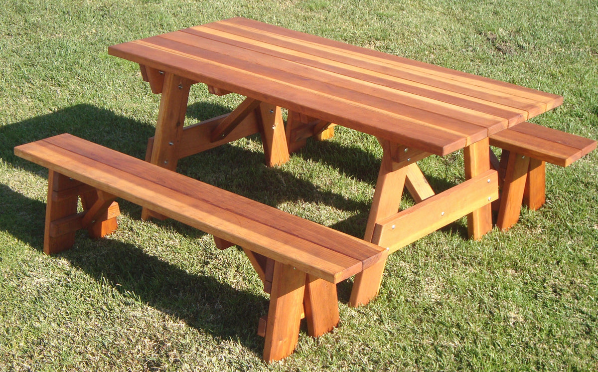 Best Redwood Super Deck Redwood Picnic Table